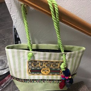 Boutique beach tote with gucci print(authentic)